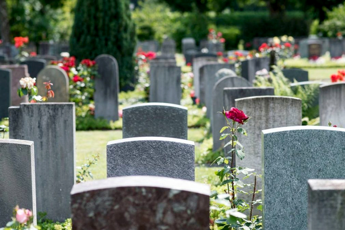 Foto di lapidi all'interno di un cimitero