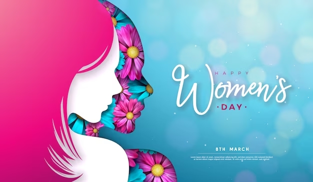 FOTO DI PROFILO DI DONNA E SCRITTA WOMEN'S DAY