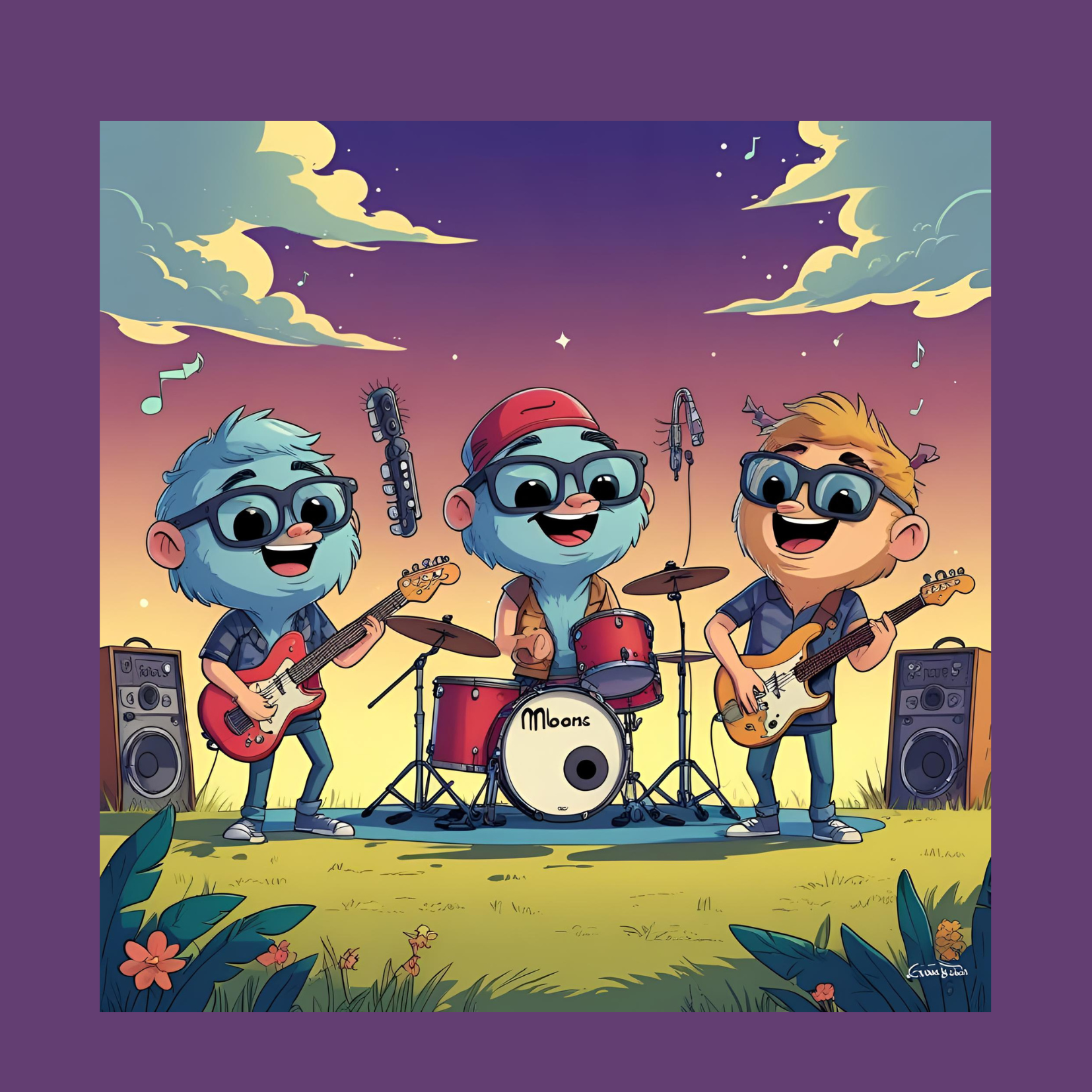 Band-musicale-cartoon Immagine di AI di una band musicale stile cartoon