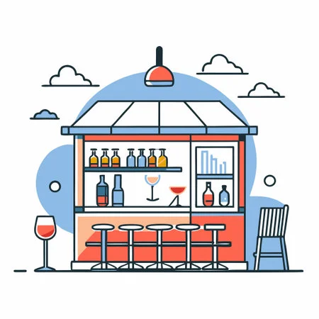 239483068-illustrative-depiction-of-outdoor-bar-setting Disegno di un chiosco-bar