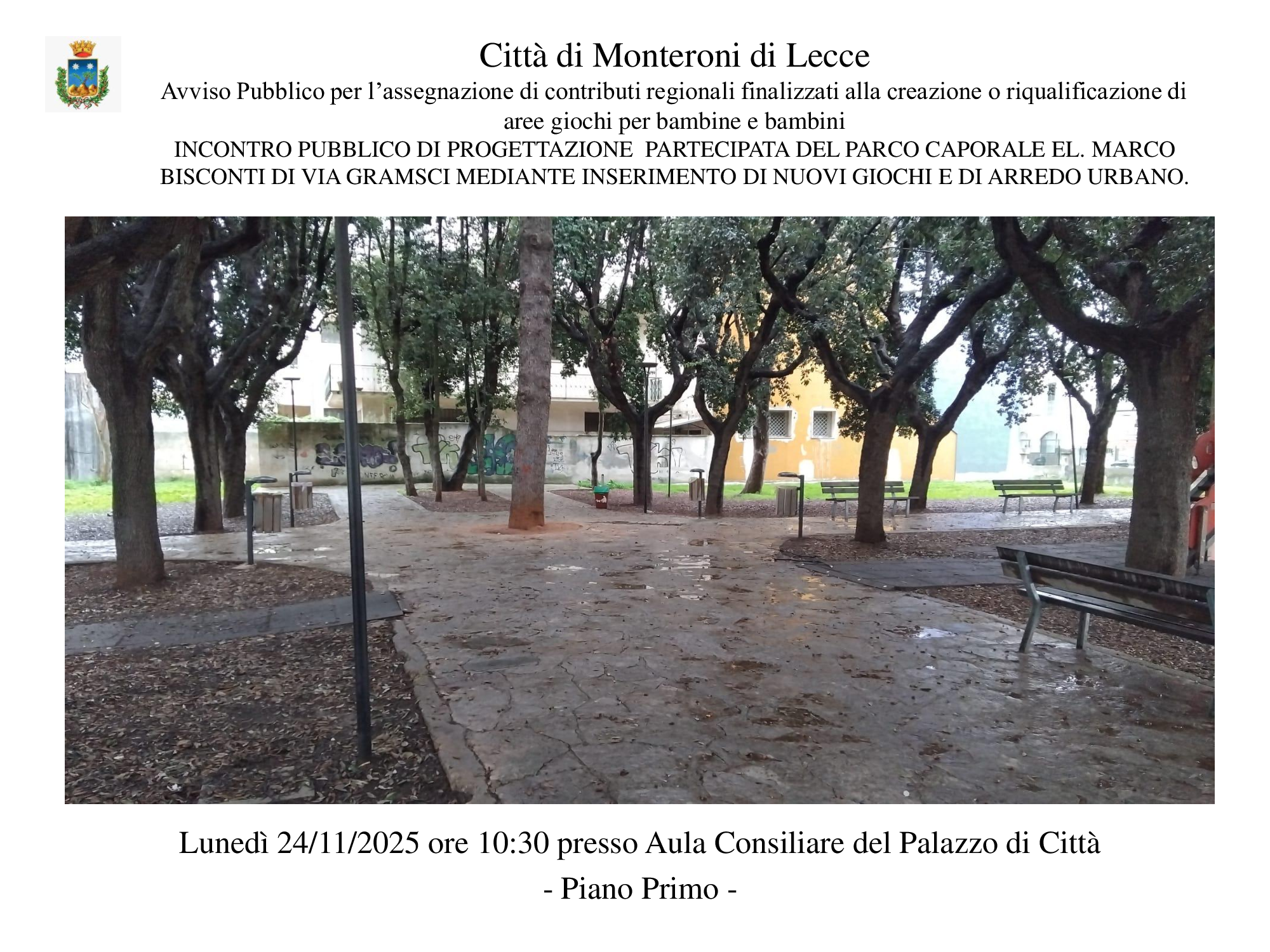Incontro Pubblico di Progettazione Partecipata del Parco Marco Bisconti di Via Gramsci