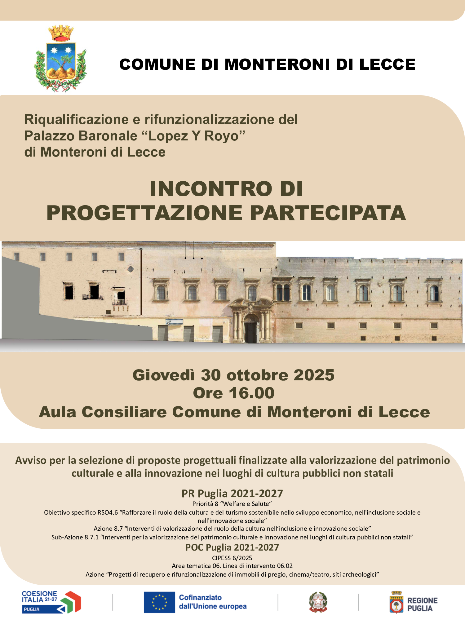 Incontro progettazione Partecipata Palazzo Baronale Lopez Y Royo
