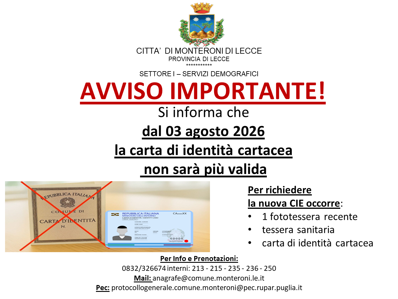 Locandina Avviso validità Carta d'identità