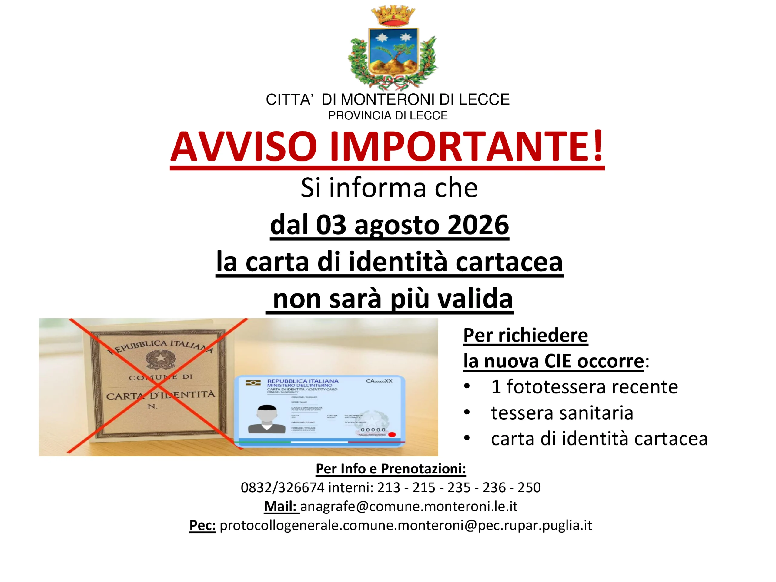 Locandina Avviso validità Carta d'identità