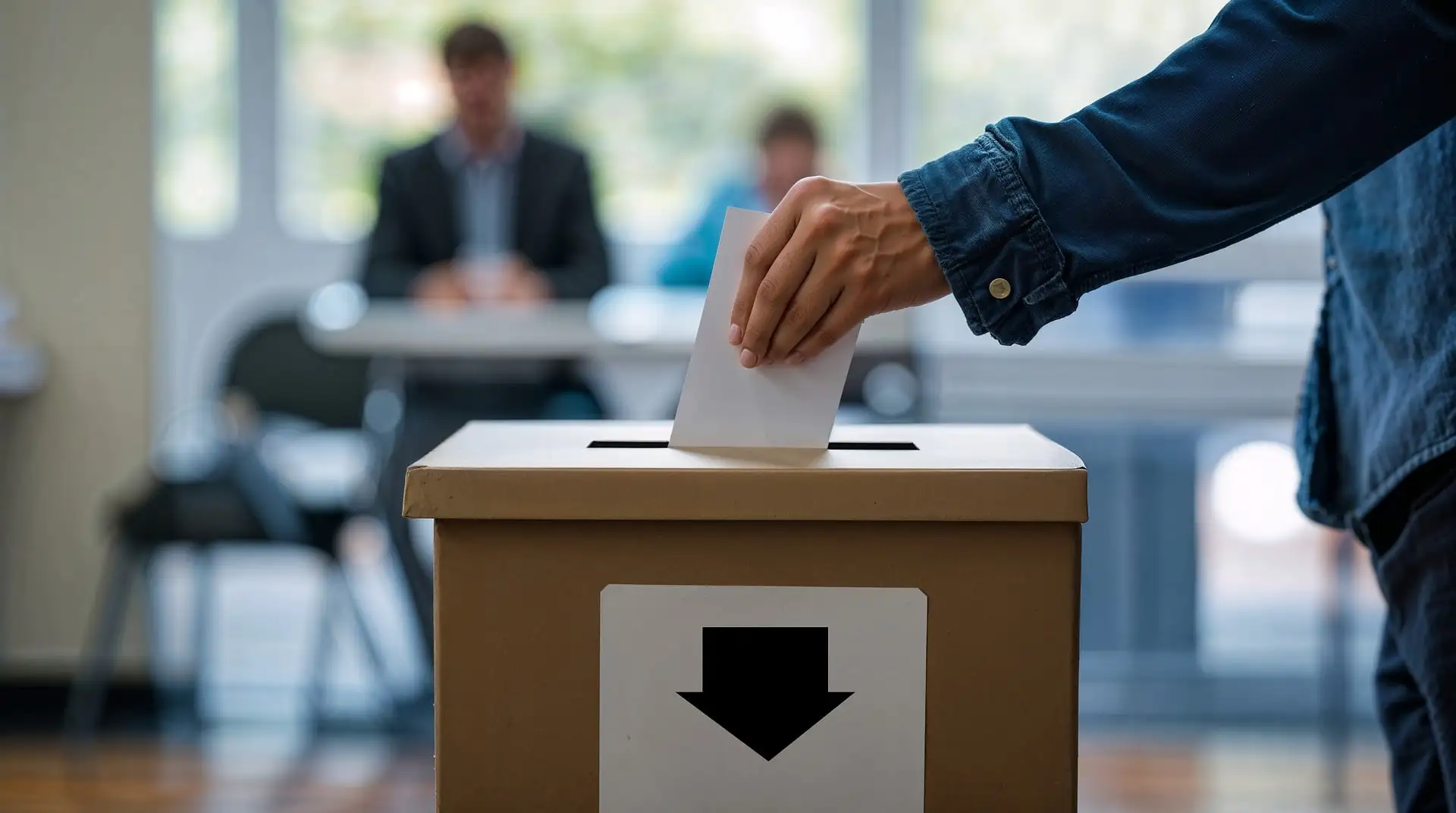 Foto di un'urna elettorale in un seggio